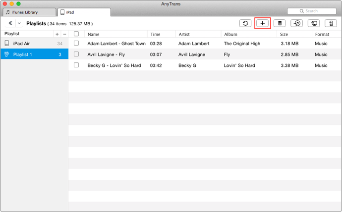 How to Add Songs to Playlist on iPad with AnyTrans – Step 3