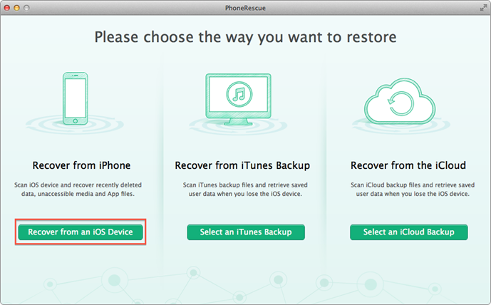 How to Recover iMessages from iPhone with PhoneRescue – Step 2