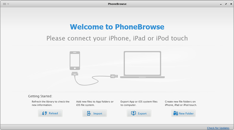 The welcome interface of PhoneBrowse
