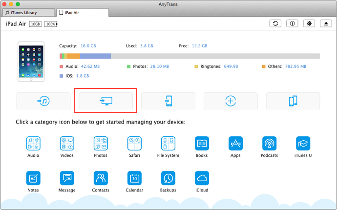 Backup iPad to PC/Mac with AnyTrans – Step 2