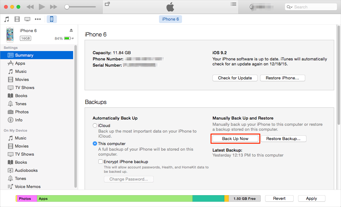 Backup Your iPhone with iTunes