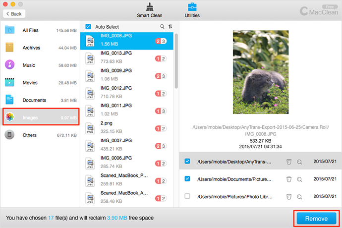 How to Delete Duplicate Pictures on Mac with MacClean– Step 3