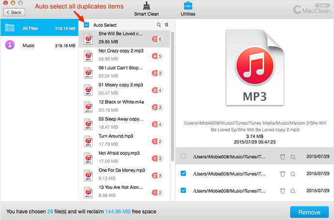 Automatically delete duplicates in iTunes Media folder