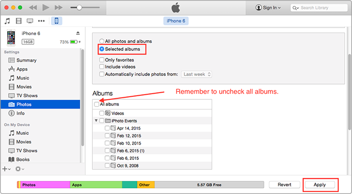 How to Delete Photos from Photo Library via iTunes