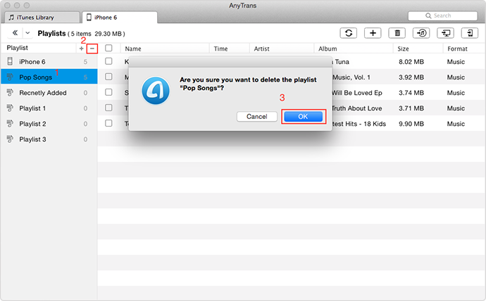 Delete Playlist on iPhone with AnyTrans – Step 3