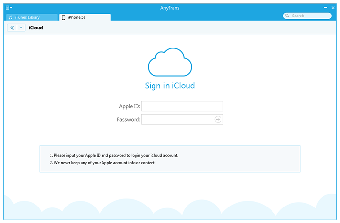 How to Find Contacts from iCloud with AnyTrans – Step 2
