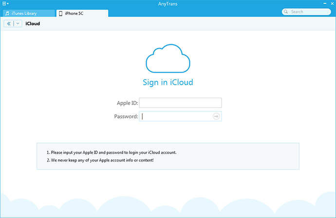 How to Get Contacts from iCloud with AnyTrans - Step 2