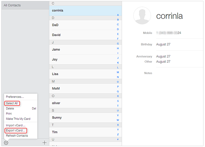 How to Export Contacts from iCloud from a Web Browser
