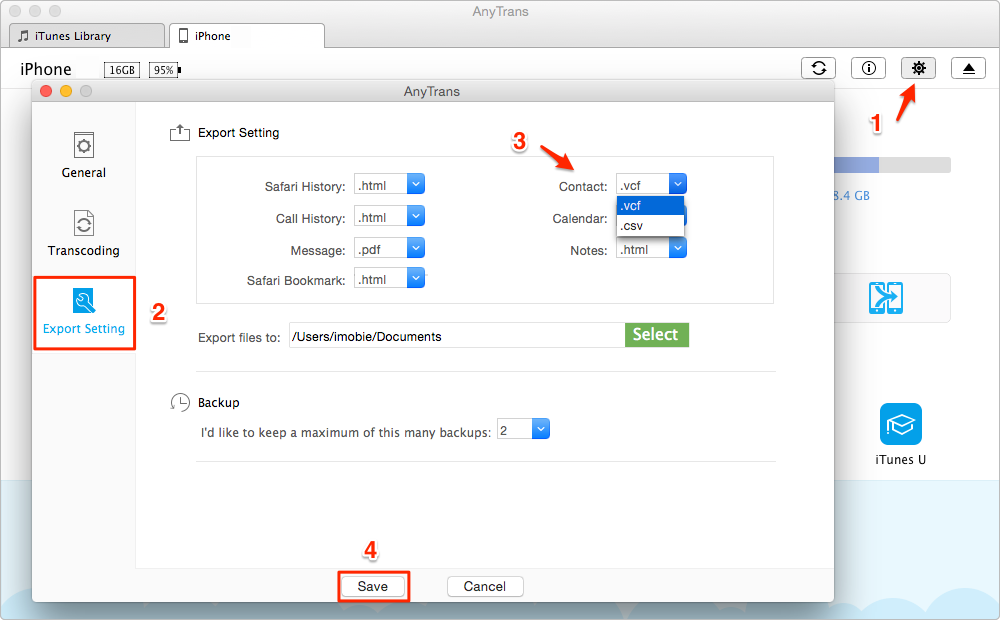 How to Export Contacts from iPhone - Step 1