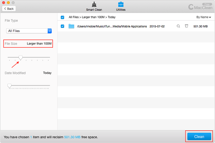How to Find and Delete Big Files on Mac with MacClean – Step 4