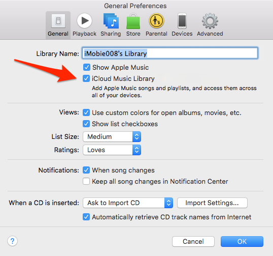 Turn on iCloud Music Library on iTunes 12.2.1