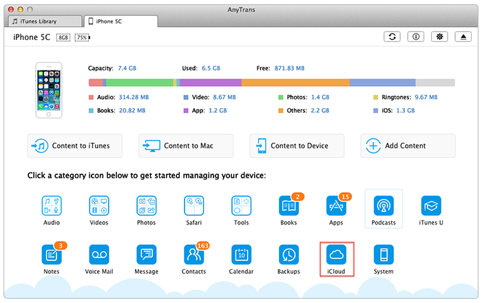 How to Find Pictures on iCloud with AnyTrans – Step 2
