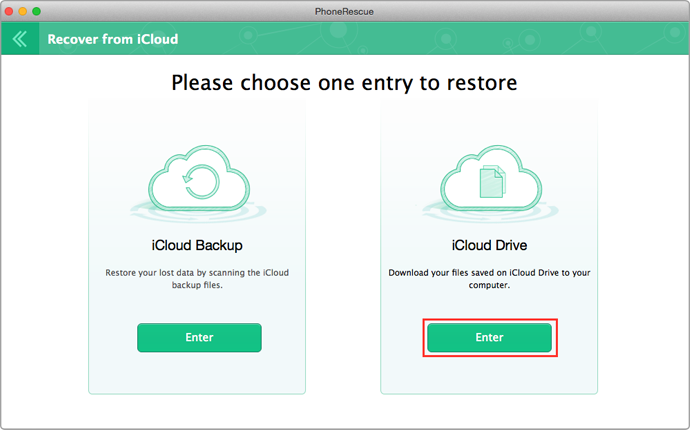 How to Access iCloud Drive with PhoneRescue – Step 2