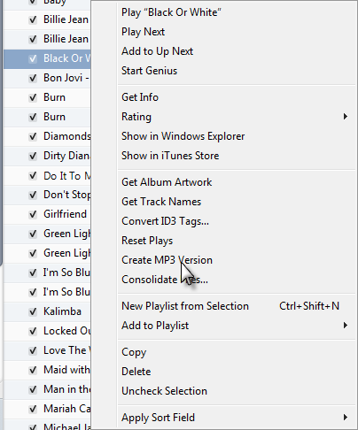 Create MP3 Version Music in iTunes 2