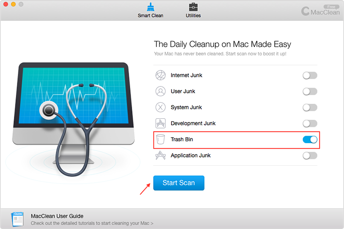 How to Empty Trash on Mac with MacClean – Step 1