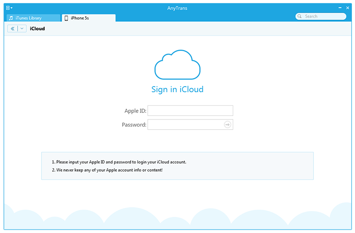 How to Get Text Messages from iCloud with AnyTrans – Step 2 