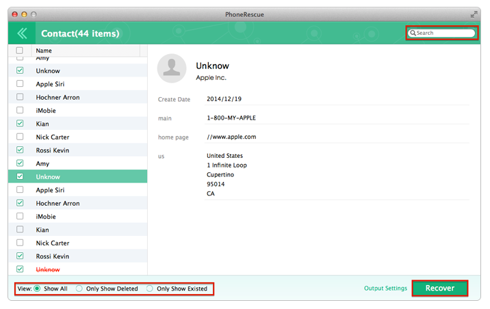 Preview Contacts and Restore Contacts from Backup – Step 4