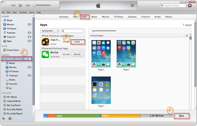 How to sync apps to iPhone with iTunes