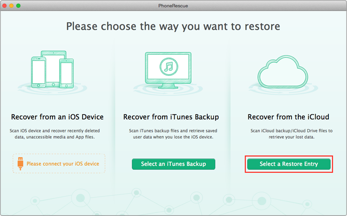 How to View Photos in iCloud with PhoneRescue – Step 1