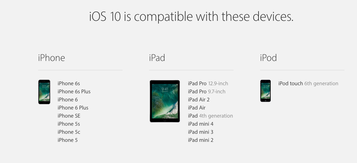 iOS 10 Compatible Devices: Which iPhone iPad can Run iOS 10