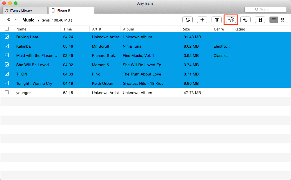 How to Put iPhone Music to iTunes Library on Mac - Step 2
