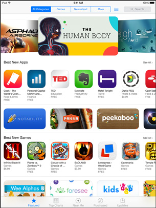 The App Store Main Screen on iPad