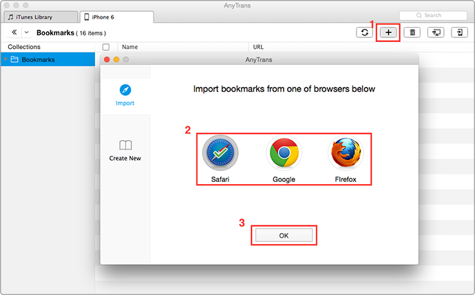 Sync Safari/Chrome/Firefox Bookmarks to iPhone iPad with AnyTrans – Step 3