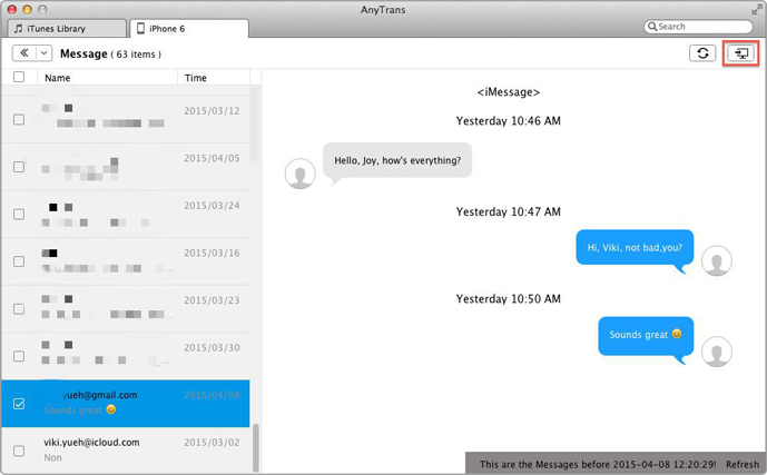 Transfer iMessages from iPhone to Mac with AnyTrans