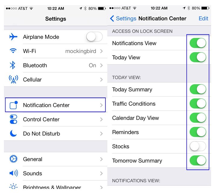 Tricks about IOS notification center settings
