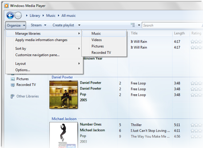 Transfer iTunes music to Windows Media Player Step 1